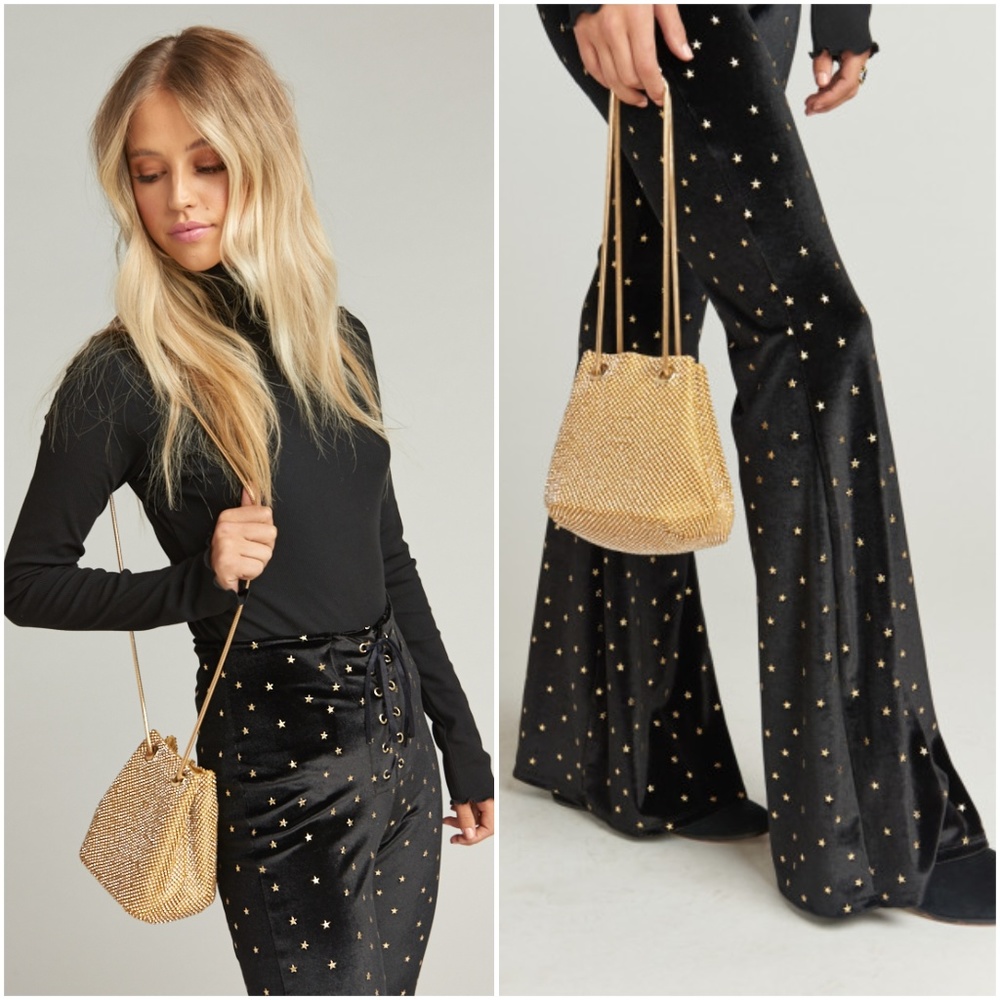 Gold Rhinestone Bucket Bag - Picture 6 of 8